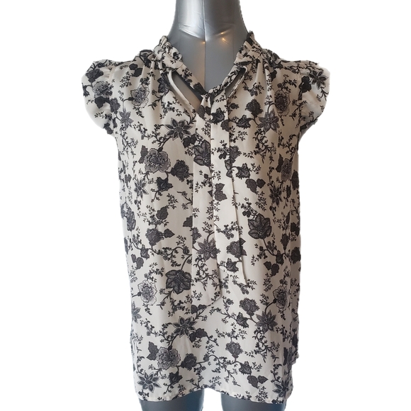 Banana Republic Floral Tie-Neck Blouse – Size S - Picture 1 of 3